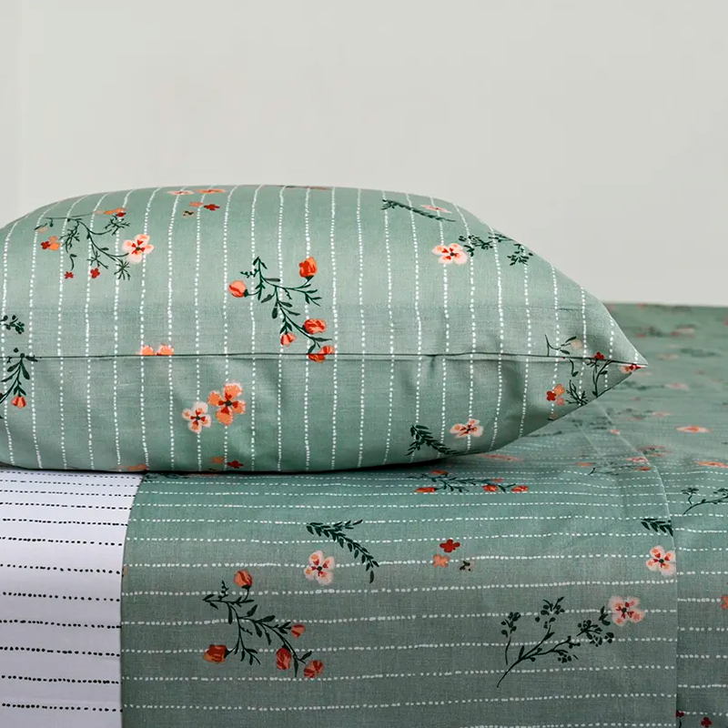 Juego de Sábanas Estampadas 144 Hilos 1.5 Plazas / Sarah Aqua – American Family by Cannon