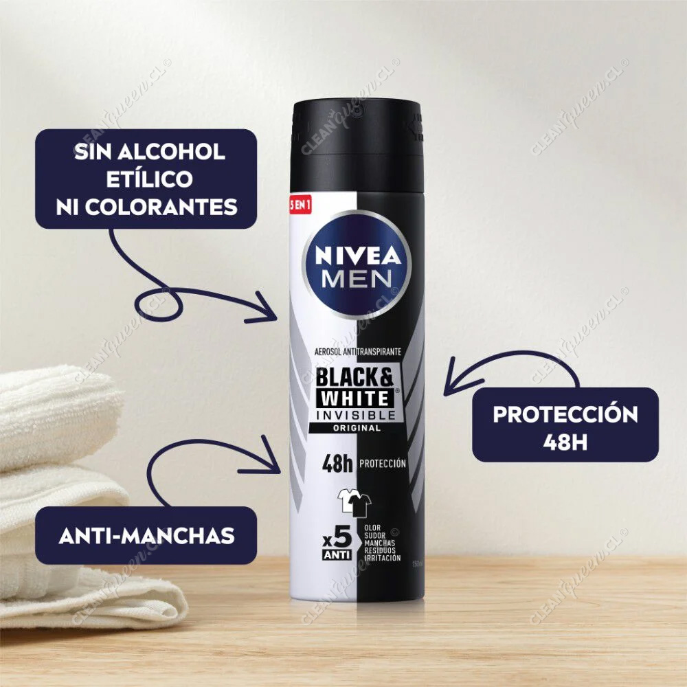 Desodorante Aerosol Hombre Nivea Men Black & White Invisible 150 ml