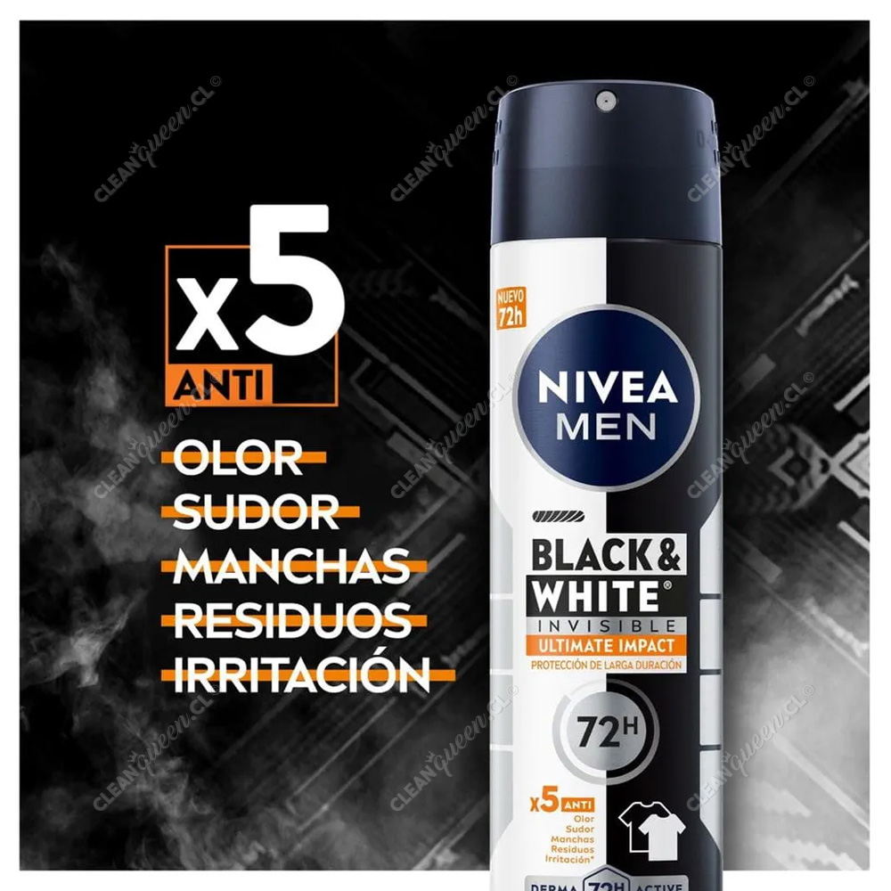 Desodorante Aerosol Hombre Nivea Men Black & White Ultimate Impact Invisible 150 ml