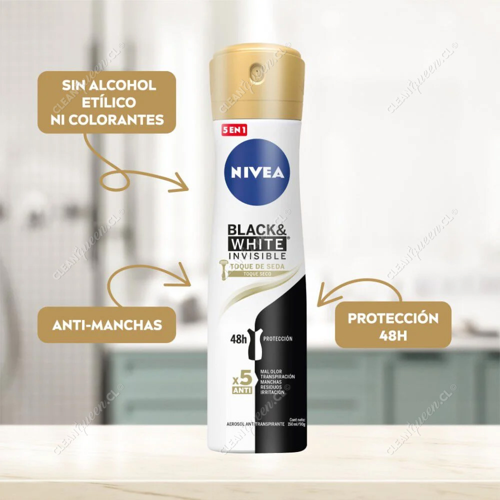 Desodorante Aerosol Mujer Nivea Black & White Toque de Seda 150 ml