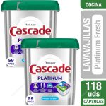 Detergente Lavavajillas Cápsulas Cascade Platinum Fresh 2 x 59 un
