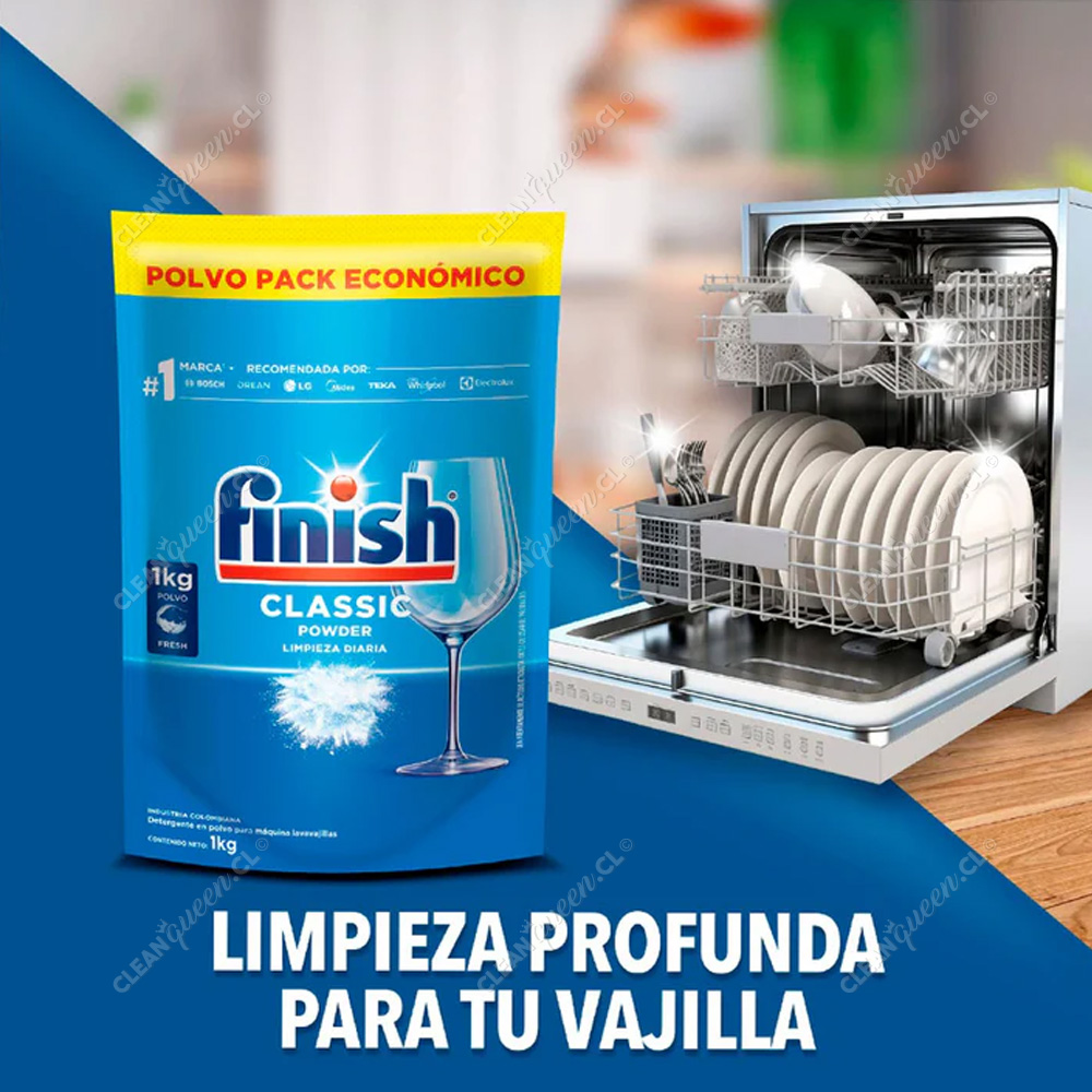 Detergente Lavavajillas Polvo Finish Pack Económico 1 Kg