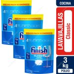Detergente Lavavajillas Polvo Finish Pack Económico 3 x 1 Kg