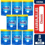 Detergente Lavavajillas Polvo Finish Pack Económico 8 x 1 Kg