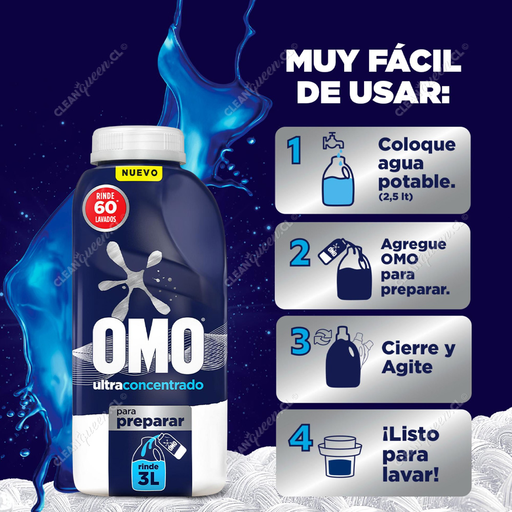 Detergente Líquido Omo Ultra Power Diluible 12 x 500 ml