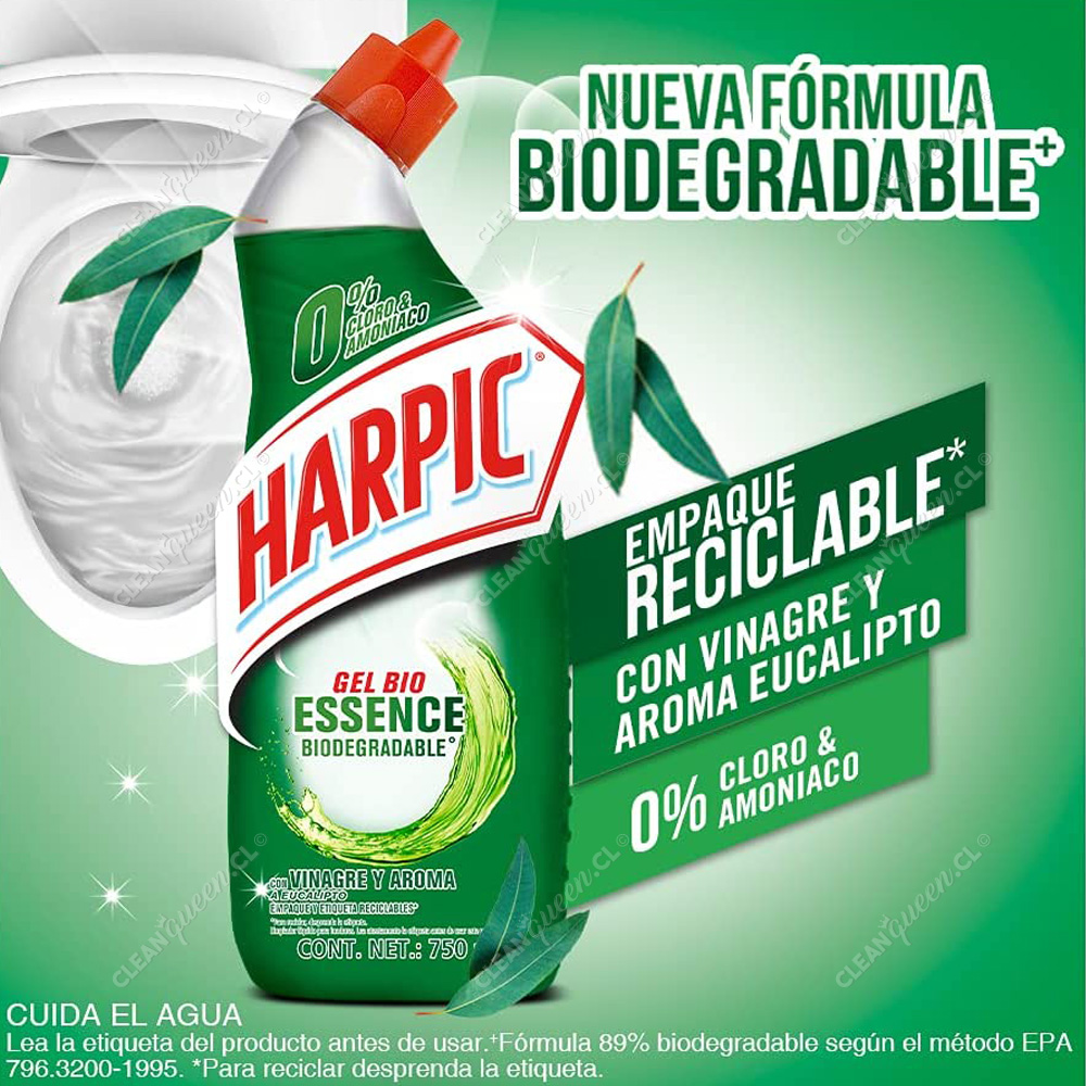 Limpiador Desinfectante Inodoro Harpic Bio Essence Vinagre y Eucalipto 750 ml