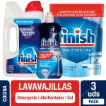 Pack Lavavajilla Finish: Sal 1 Kg, Abrillantador 400 ml y Detergente Polvo 1 Kg