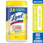 Toallitas Desinfectantes Lysol Wipes Lemon & Lime 80 unidades