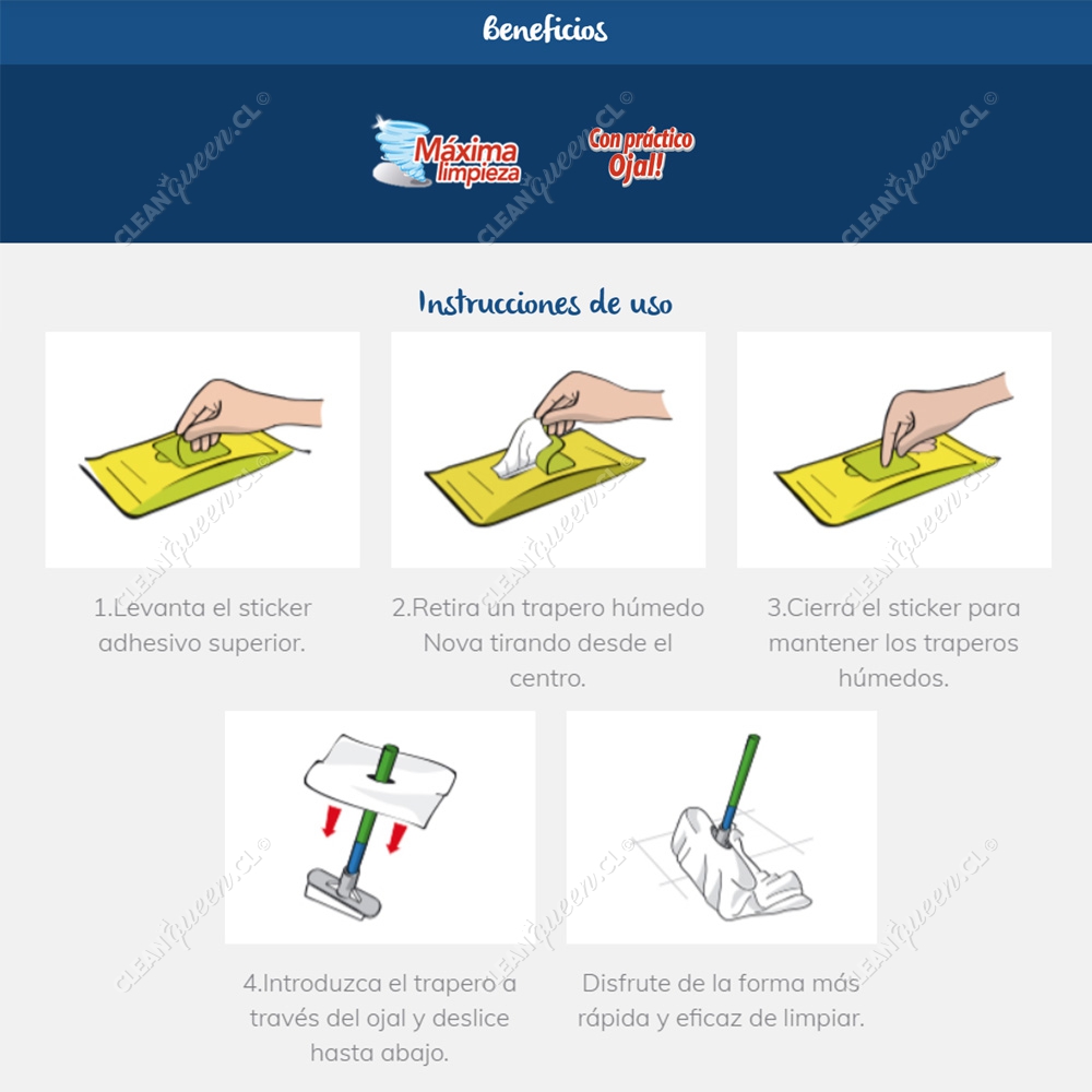 Trapero Húmedo Desinfectante Nova Todo Pisos 10 un